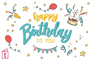 "Happy Birthday to you" auf weißem Hintergrund