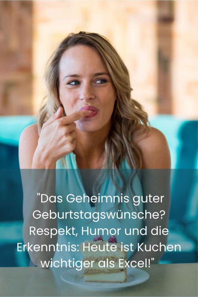 Humorvoller Geburtstagspruch für Kollegen mit Kuchen im Büro